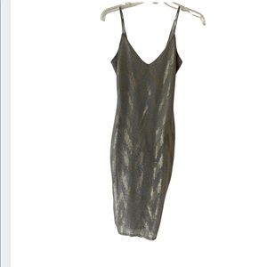 Goodnight Shimmery Silver HOLIDAY Dress! Size SM-Builtin-BodySuit-Super Cute!
